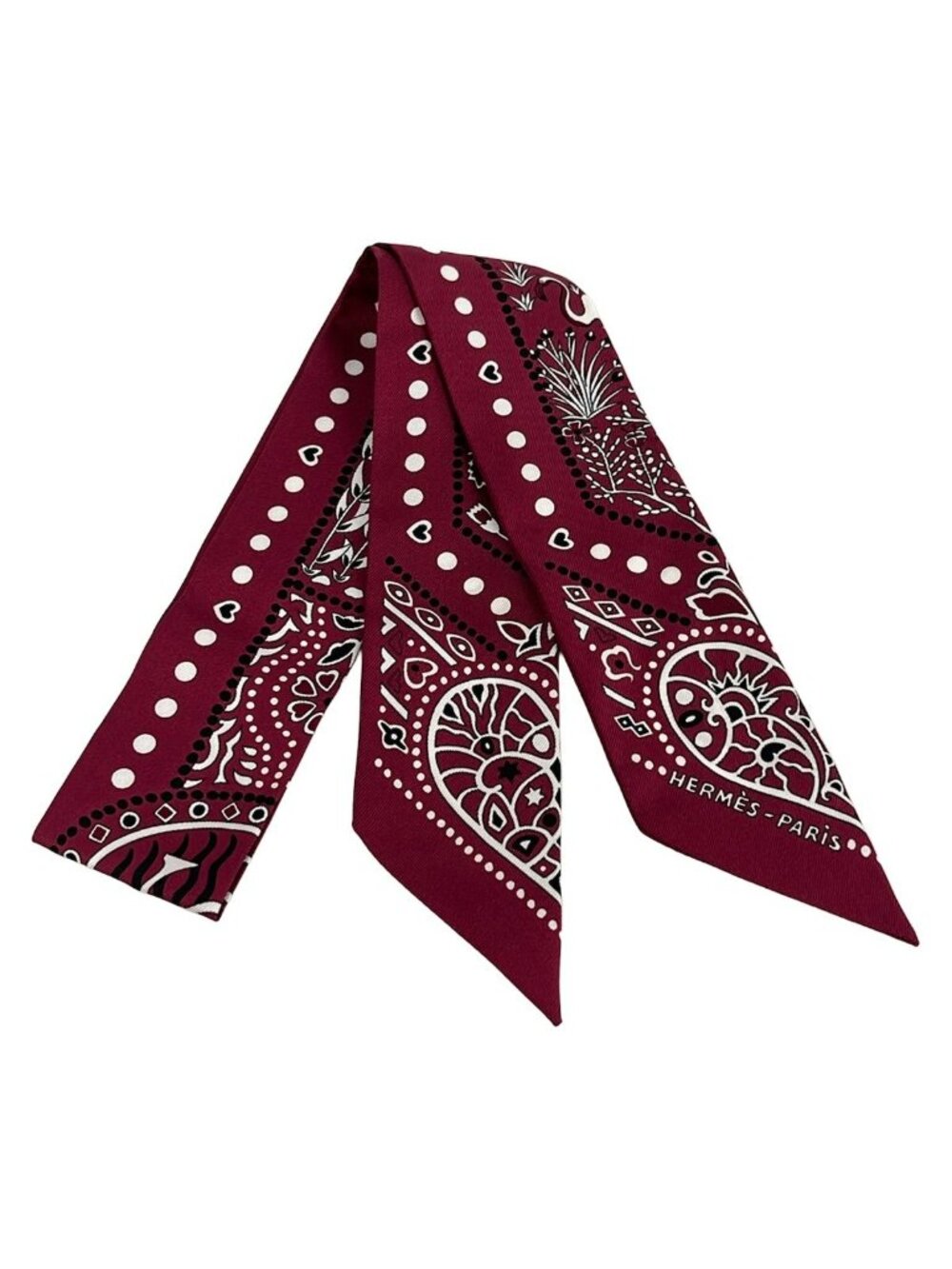 Hermes Scarf Twilly Bordeaux White Black Entre Ciel Et Mer Same